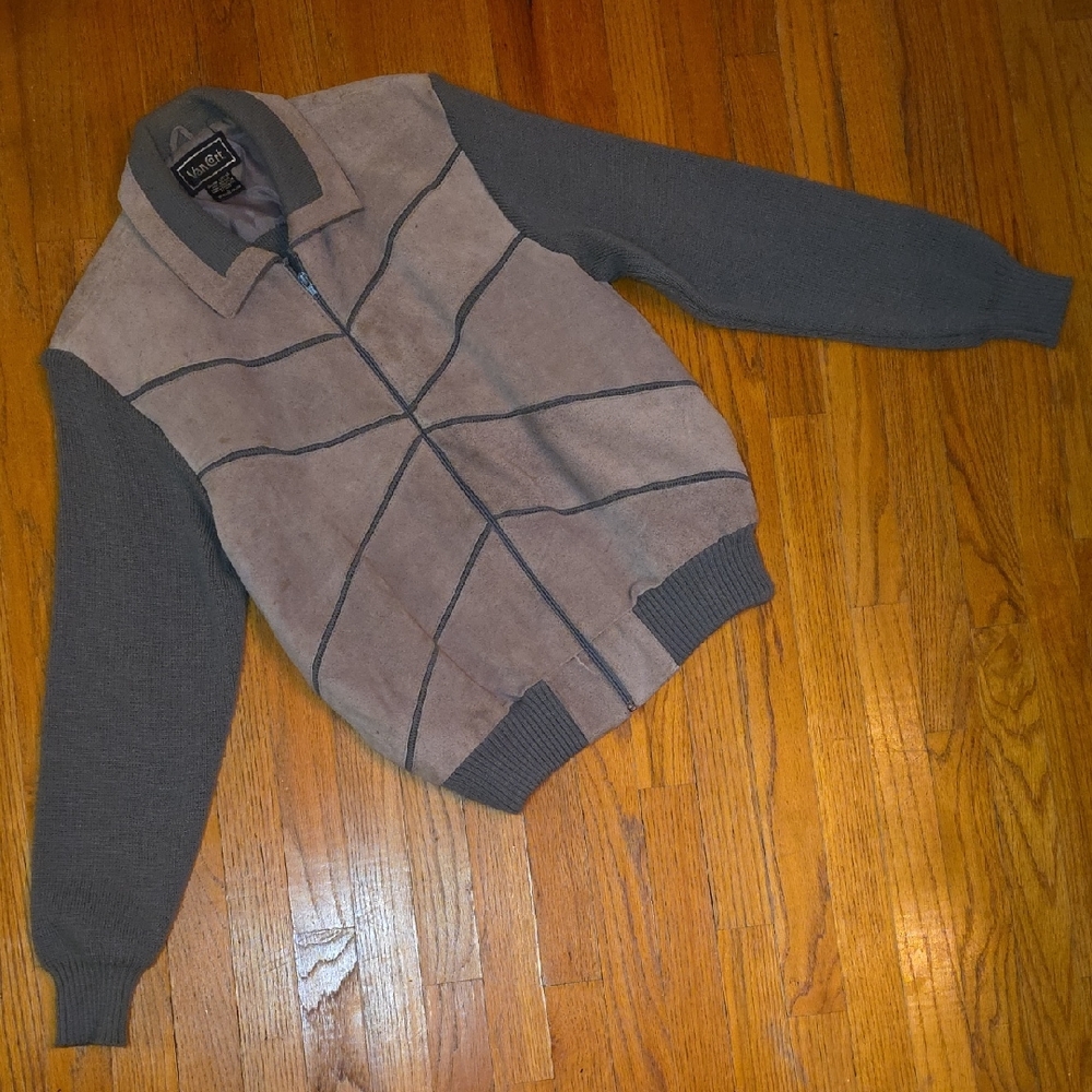 Van Cort Leather & Knit Jacket Size L